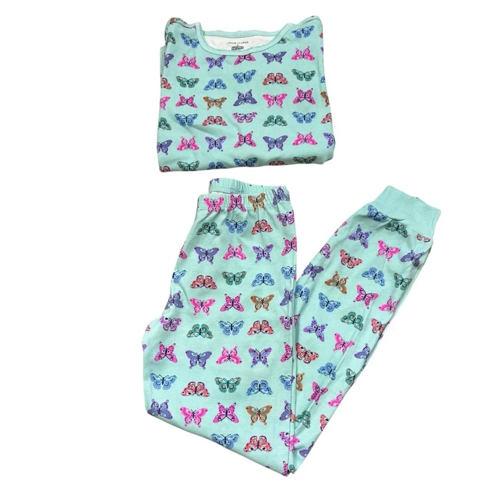 Girls Janie and Jack Two Piece Butterfly Print Pajamas Blue Size 10‎